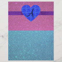 Glitter monogram blue roses custom flyer