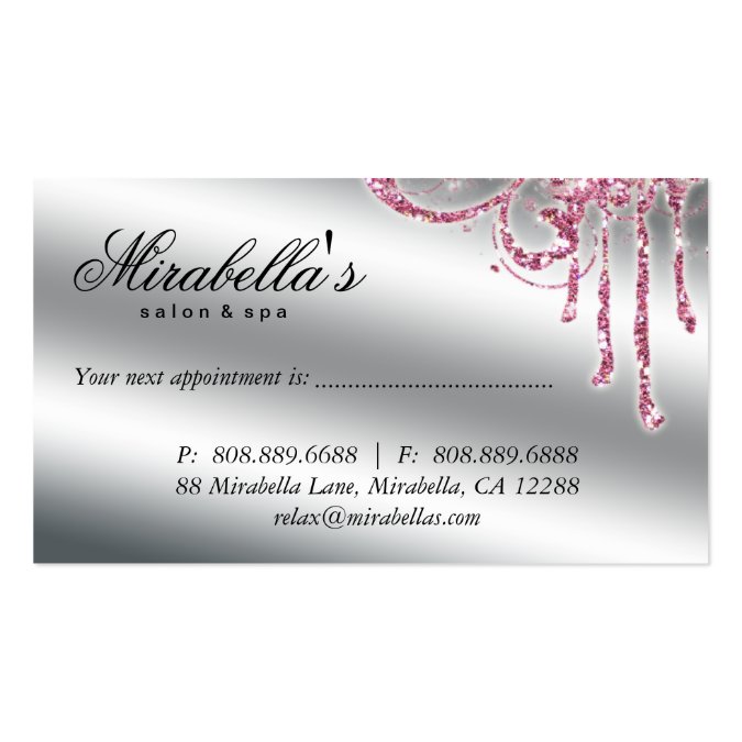 Glitter Nail Salon Appointment Elegant Bling Business Card Template