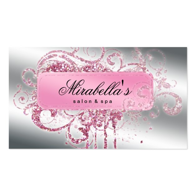Glitter Nail Salon Appointment Elegant Bling Business Card Template