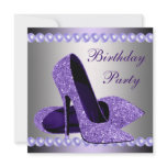 Glitter Pearls Purple High Heels Shoes Birthday Pa Custom Announcement