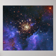 Glittering Star Cluster and Interstellar Gas Cloud Print
