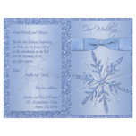 Glittery Blue Snowflake Wedding Program flyers