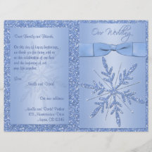 Glittery Blue Snowflake Wedding Program Flyer