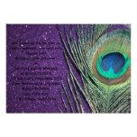 Glittery Purple Peacock Wedding Personalised Announcement