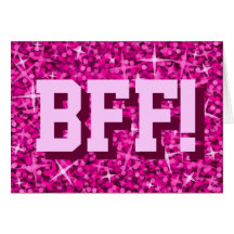 Glitz Pink 'BFF!' 'Happy Birthday' greetings card