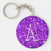 Glitz Purple 'monogram' keychain