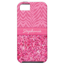 Glitzy Pink Zebra iPhone 5 Cover