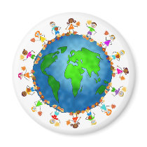 Global Fall Kids Refrigerator Magnet