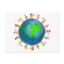 Global Fall Kids Postcards