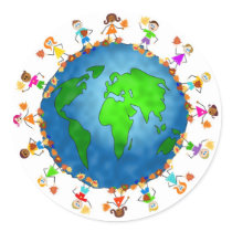 Global Fall Kids Round Sticker