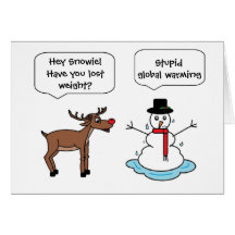 global warming snowman greeting card