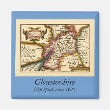 "Glocestershire" Gloucestershire County Map Refrigerator Magnets