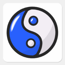 Glossy Blue Yin Yang in Balance Sticker