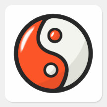 Glossy Orange Yin Yang in Balance Stickers