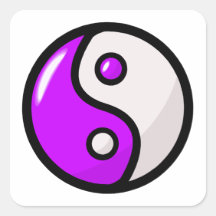 Glossy Purple Yin Yang in Balance Square Stickers
