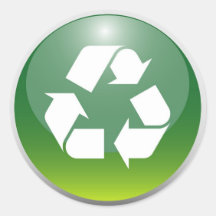 Glossy Recycling Sign Round Sticker