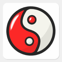 Glossy Red Yin Yang in Balance Stickers