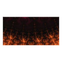 Glowing Fractal Dusk - gold, black and fuschia Custom Photo Card