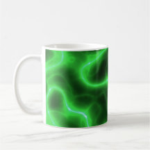 Glowing Green Abstract Electricity Coffee Mugs