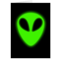 Glowing Green Alien Card
