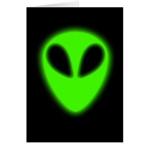 Glowing Green Alien Card