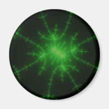 Glowing Green Fractal Explosion Refrigerator Magnet
