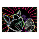 Glowing Karaoke Cat Greeting Card