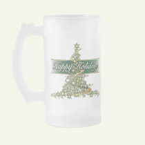 Glowing Lights Happy Holidays Glass Mug mugs
