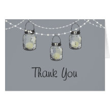 Glowing Mason Jars on a String of Lights Greeting Card