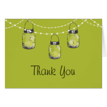 Glowing Mason Jars on a String of Lights Greeting Card