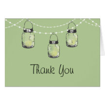 Glowing Mason Jars on a String of Lights Card