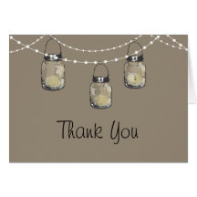 Glowing Mason Jars on a String of Lights Greeting Cards