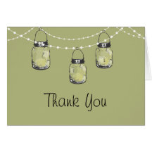 Glowing Mason Jars on a String of Lights Card