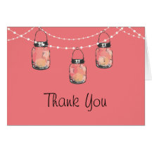 Glowing Mason Jars on a String of Lights Greeting Card