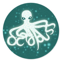 Glowing Octopuss Round Stickers