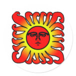 Glowing Red Sun Sticker