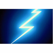 Glowing thunderbolt over black background cut outs
