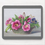 Gloxinia and Ferns in Basket Vintage Victorian Mousepads