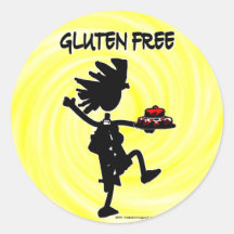 Gluten-Free Whimsy Silhouette Design Round Sticker