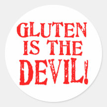 Gluten Is The Devil Round Stickers