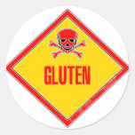 Gluten Poison Warning Round Stickers