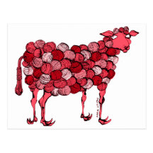 GM sheep (red) Postcard