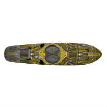 Gnarly superfly skateboard in silver and gold
