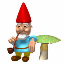 gnome leaning on mushroom photo cutout