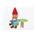 gnome leaning on mushroom postcards