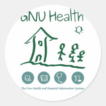 GNU Health steakers Etiqueta Redonda