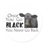 Go Black Angus Round Sticker
