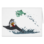"Go Fish" Penguin Greeting Card