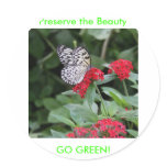 GO GREEN!  Butterfly Beauty Round Stickers