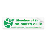 Go Green Club Member Bumper Sticker bumper stickers